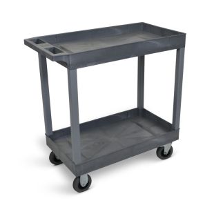 Luxor EC11SP5-G 32" x 18" Cart - Two Tub Shelf with 5" Casters