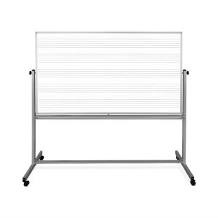 Luxor MB7248MW - 72"W x 48"H Mobile Music Whiteboard with Standard Whiteboard on Reverse
