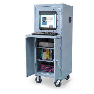 Strong Hold Mobile Computer Cabinets with Welded Shelf