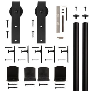 Quiet Glide QG.1310.EHK.08-6S American Home Collection Rolling Door Kit with Hook Hardware Short Bracket Kit and Black Finish