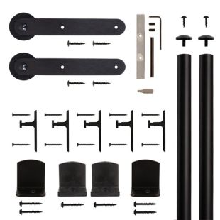 Quiet Glide QG.1310.EST.08-6S American Home Collection Rolling Door Kit with Stick Hardware Short Bracket Kit and Black Finish