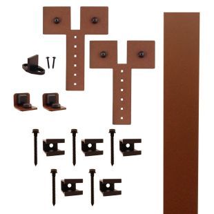 Quiet Glide QG.FR1300.D3.09 Flat Rail Dually Strap Style Rolling Door Hardware Kit with 3" Roller - New Age Rust - Fits Doors Up to 1-1/2"