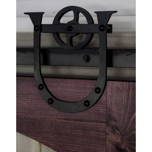 Quiet Glide HPIDHP1000 Heavy Duty Barn Door Horseshoe Style Hardware Kit - Black Finish
