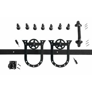 Quiet Glide HPIDHP4000KS Heavy Duty Barn Door Mini Horseshoe  Style Hardware Kit - Black Finish