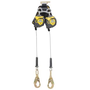 Werner R413008LE-SR 8' Bantam Twin Leg Leading Edge Self-Retracting Lifeline - Galvanized Steel Cable with Steel Form Hook