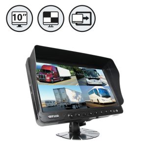 Rear View Safety RVS-61310Q 10" TFT LCD Digital Quad View Color Monitor with Sunshade and Flushmount