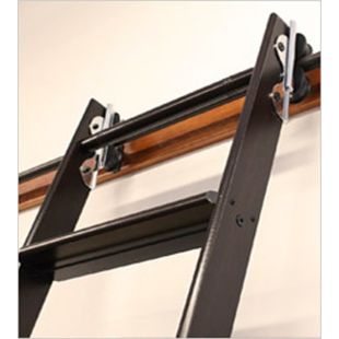 Quiet Glide Rolling 20"W Library Ladder Kit (With Ladder) - Chrome Finish - Rolling Fixtures