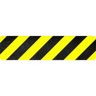 Sure-Foot 84617 Black & Yellow Hazard 6" x 24" Master Stop Anti-Slip Abrasive Tread Strips - 50 Strips