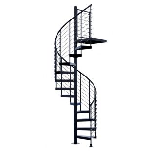 48" Indoor Spiral Stairway - 96" Floor to Floor Height - Right Hand Up Rotation - 2 Platform Rails