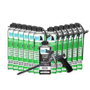 Seal Spray SEALG12GC Green Gap and Joint Filler Spray Foam - 18 oz. Can - Pack of 12 Cans / Gun / and Cleaner
