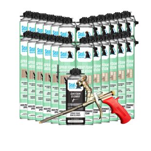 Seal Spray Closed Cell Insulating Foam 27.4 oz Can - 24 Pack with Gun Nozzle and Cleaner - Yields 600 Board Feet