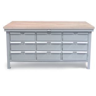 Strong Hold Shop Tables with Maple Top and Padlock Lockable Drawers