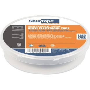 Shurtape 104706 EV 77 Professional Grade, UL Listed, Black Electrical Tape - 3/4" W x 66' L - 1" Core - Single Roll of Tape - CLEARANCE ITEM