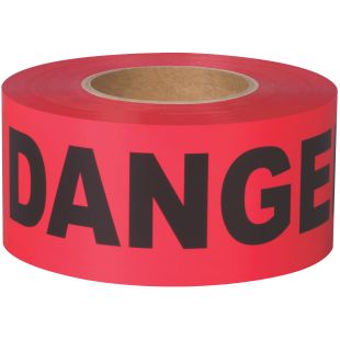Shurtape 232532 BT 100 Non-Adhesive Red "DANGER" Printed Barricade Tape - 3" W x 1000' L - 3.0" Core - Single Roll of Tape