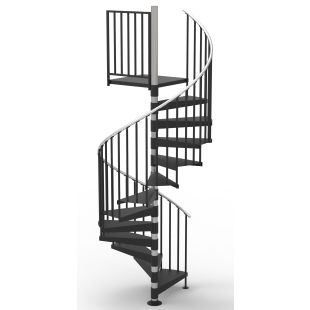 84"D Classic Iron Code Compliant Spiral Stair Kit - Primed Steel - 85" - 152"
