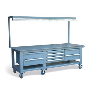 Strong Hold ST-15303 - 96"W x 36"D x 74"H Table with 8 Key Lock Drawers and Light