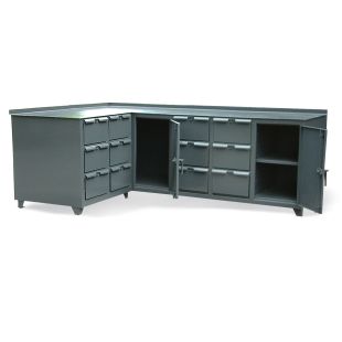 Strong Hold WB-15323 - 108"W x 34"D x 38"H Corner Workstation with 12 Drawers
