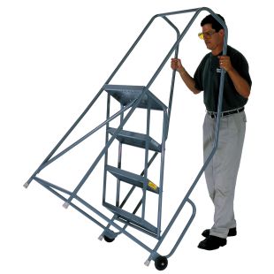 Tri-Arc Knock-Down Tilt & Roll Steel Ladder with Perforated Treads