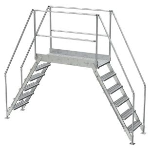 Vestil COL-6-56-44-HDG - 6 Step Galvanized Steel Crossover Ladder -58-1/4" Clear Height - 50-1/8" Clear Span