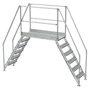 Vestil COL-AL-6-56-44 - 6 Step Aluminum Crossover Ladder -58-1/4" Clear Height - 50-1/8" Clear Span