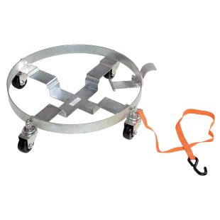 Vestil DRUM-QUAD-H-TLT Tilting Drum Dolly with Hard Rubber Casters and 900 lbs Capacity