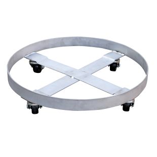 Vestil DRUM-SS-55-H Stainless Steel Drum Dolly with Hard Rubber Casters and 800 lbs Capacity