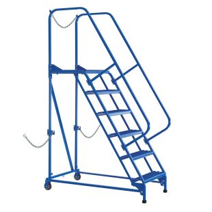 Vestil LAD-STAL-6-G Blue Powder Coat Semi-Trailer Access Ladder with 60" Platform Height and Grip Strut Treads