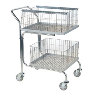 Vestil MAIL-55 Mail Cart with Baskets and Adjustable File Folder Hanger Runners