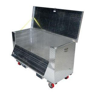 Vestil Aluminum Treadplate Front Folding Tool Boxes with Casters and Fork Pockets