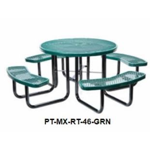 Vestil PT-MX-RT-46-GN Green Expanded Mesh Round Table with Umbrella Hole - 46" Diameter