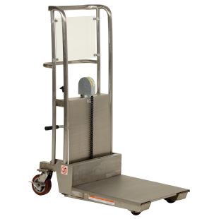 Vestil HYD-5-PSS Partially Stainless Hefti Lift with 6-1/4" to 45-5/8" Height Range and Foot Pump Wide Tray - Up to 450 lbs Roll Width