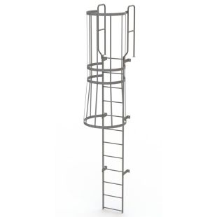 Tri-Arc WLFC1212 - 12 Rung Fixed Steel Ladder with Cage and Walk-Thru