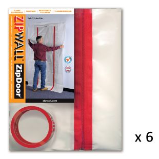 ZipWall Dust Barrier System ZDC - Commercial Door Kit 4' x 8' - 6 Pack