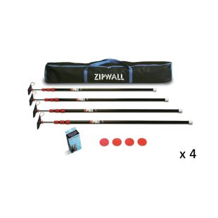 ZipWall Dust Barrier System ZP4 - 4 Pack Kit Steel w/Bag - 4 Kits