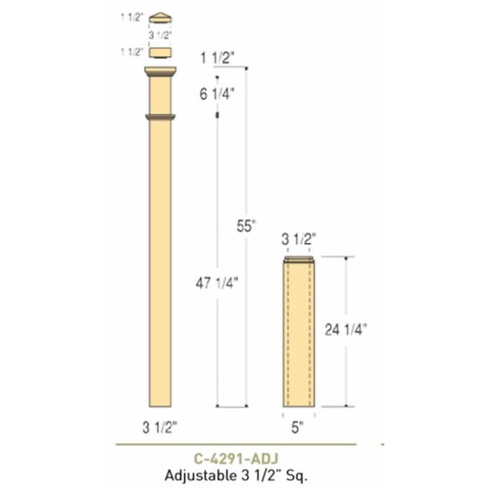 C-4291-ADJ Box Newels (Adjustable) 5