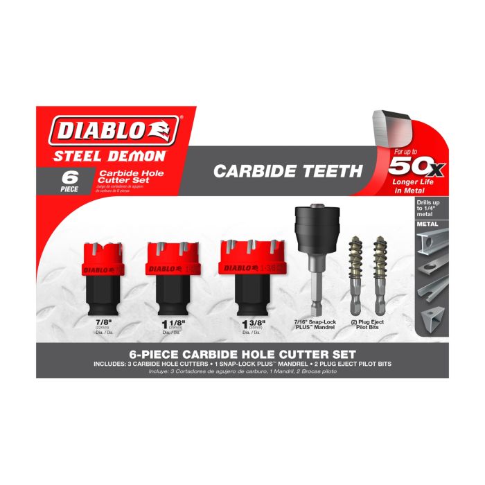 Diablo DHS06CFS 6 pc Steel Demon™ Carbide Teeth Hole Cutter Set (6