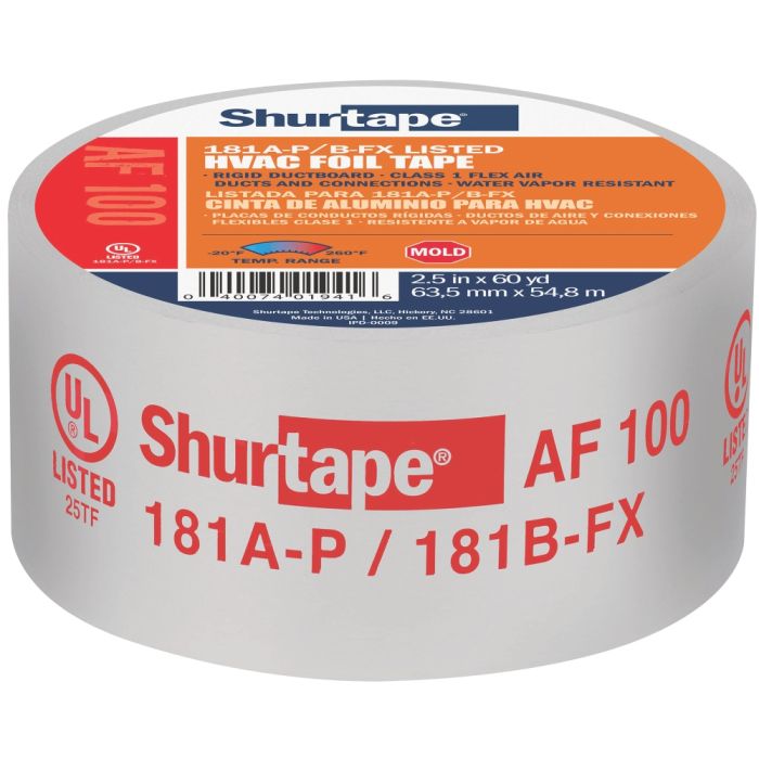 Shurtape 155206 AF 100 UL 181AP/BFX Listed/Printed Aluminum Foil Tape