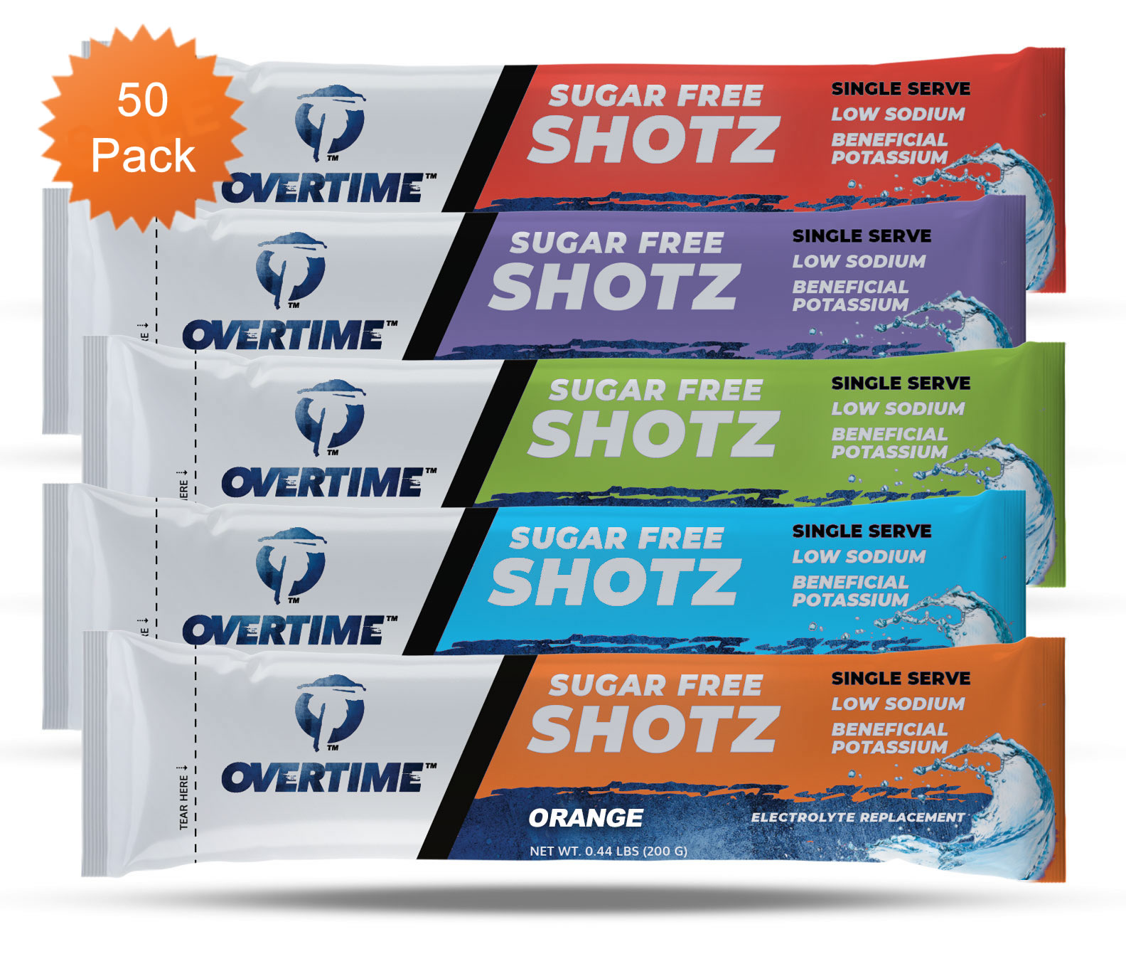 Overtime Sugar-Free Shotz Electrolyte Sport Drink Mix Packets