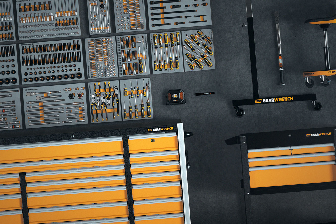 an image showing a Megamod tool kit laid out on a floor