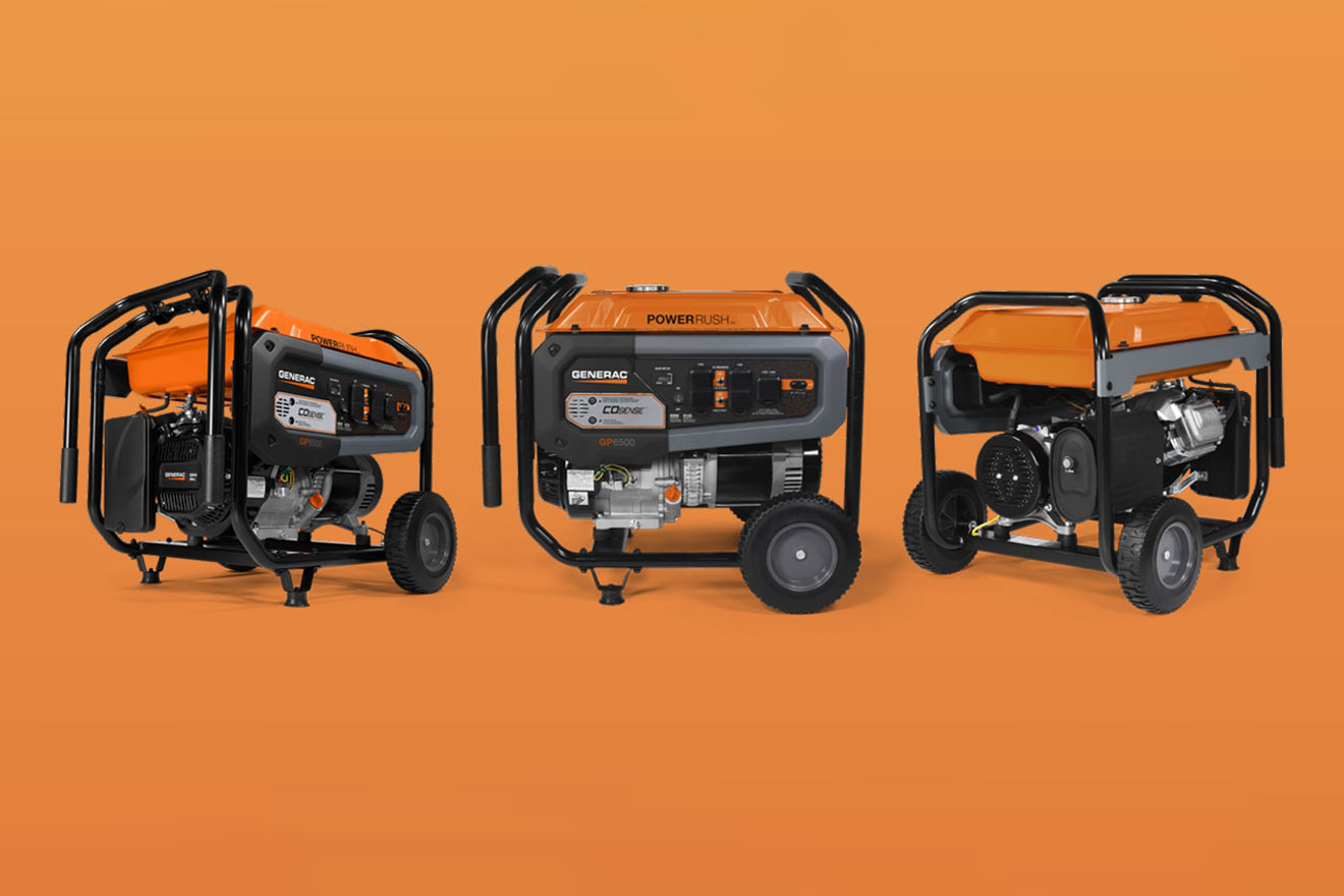 a 360 view of the Generac 7680 on an orange background