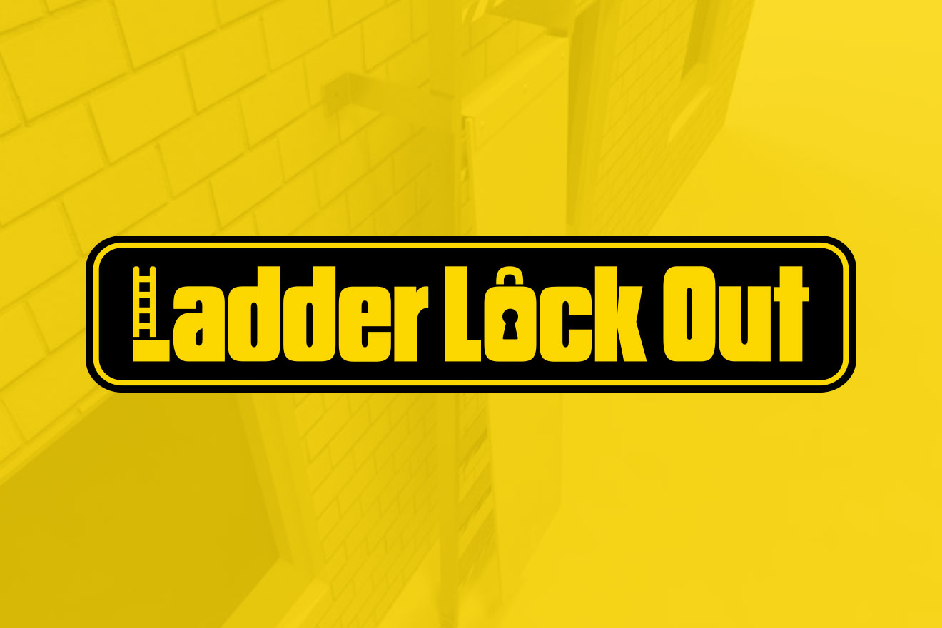 a graphic showing the Ladder Lock Out logo on a yellow background