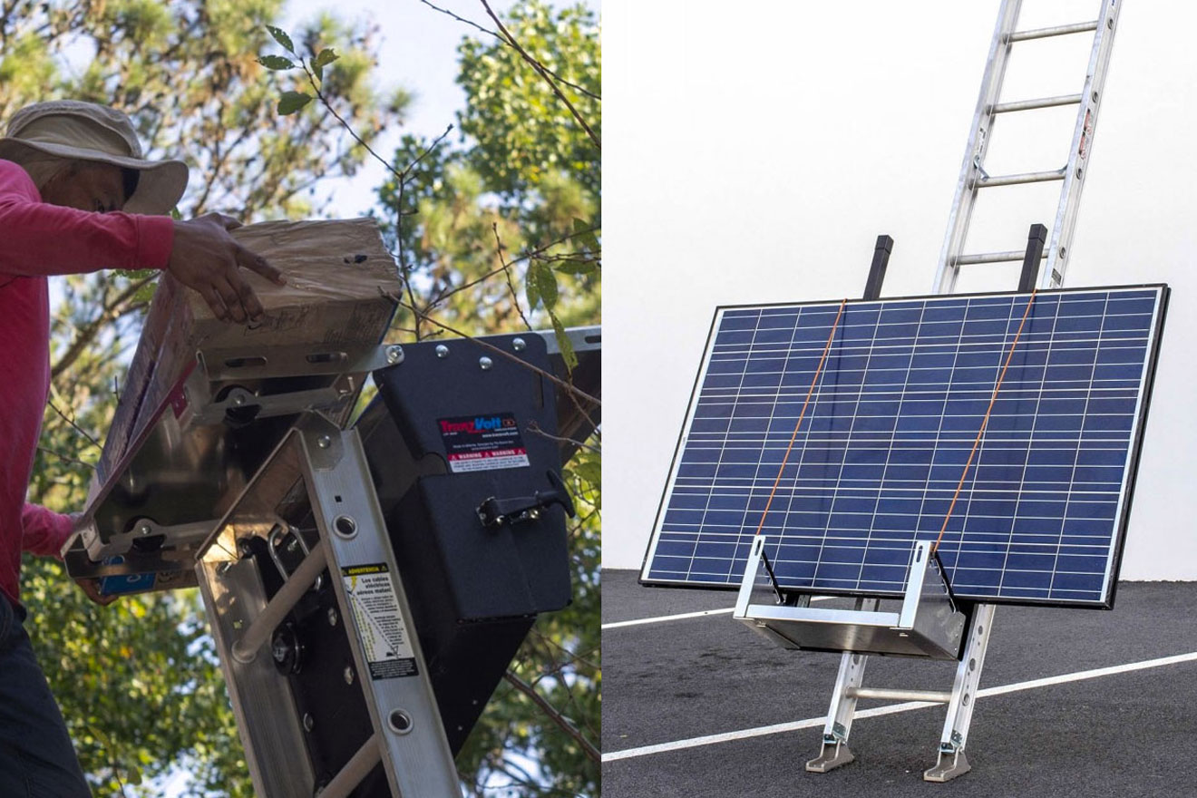 an image showing a Tie Down shingle hoist in action