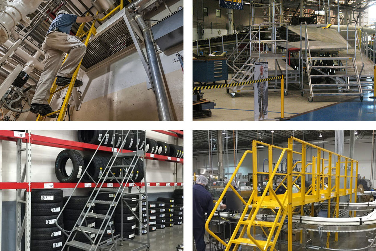 an image showing multiple Tri-Arc safety ladders