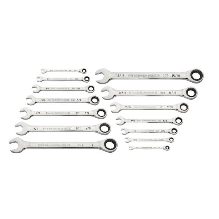 Gearwrench 86959 - 14 Pc. 90-Tooth 12 Point SAE Combination Ratcheting Wrench Set