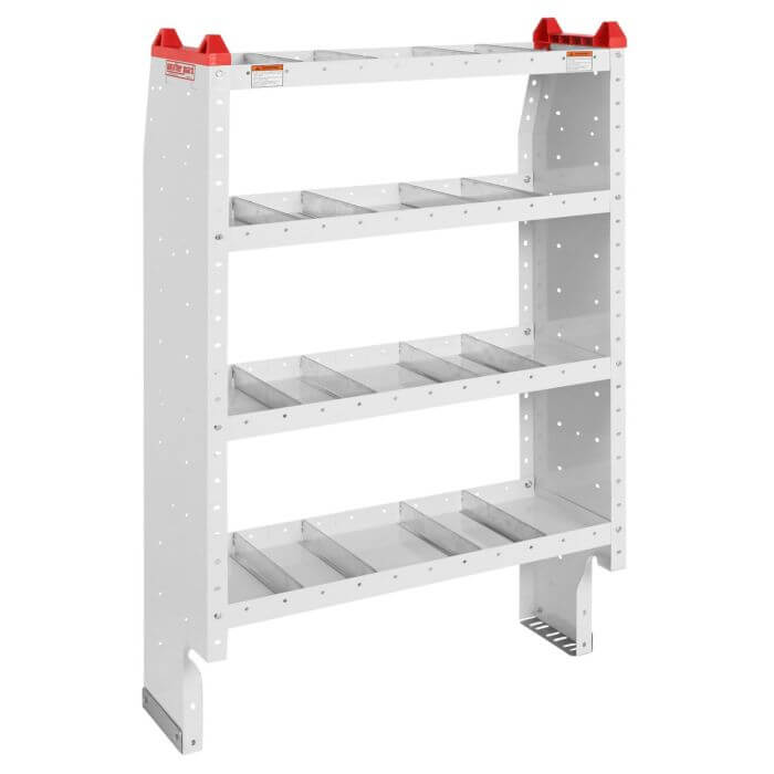 Weather Guard 9363-3-03 Heavy Duty Adjustable 4 Shelf Unit for Van Interior Storage and Organization - 36"L x 16"D x 60"H