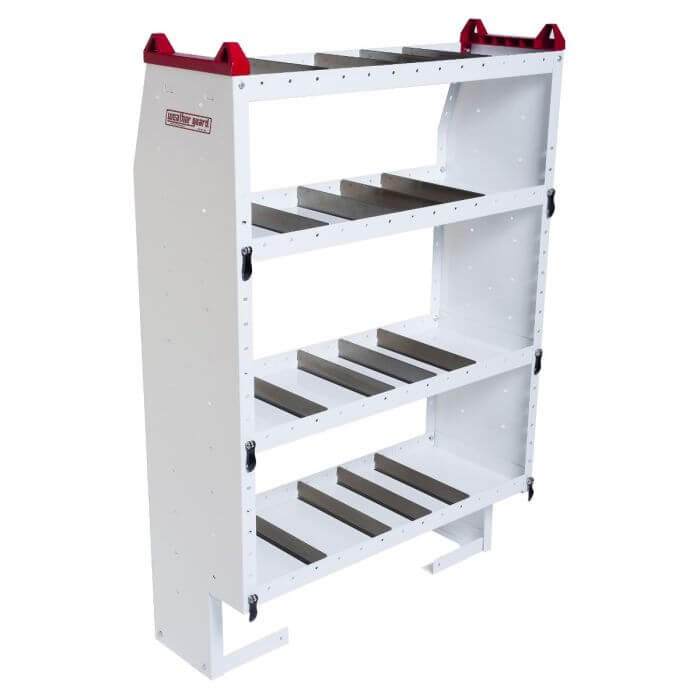 Weather Guard 9364-3-03 Heavy Duty Adjustable 4 Shelf Unit for Van Interior Storage and Organization - 42"L x 16"D x 60"H