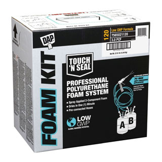 DAP 7565021120 Touch 'n Seal® 120 Low GWP 3.0 PCF FR Closed Cell Spray Foam Kit DAP 7565021120 Touch 'n Seal® 120 Low GWP 3.0 PCF FR Closed Cell Spray Foam Kit
