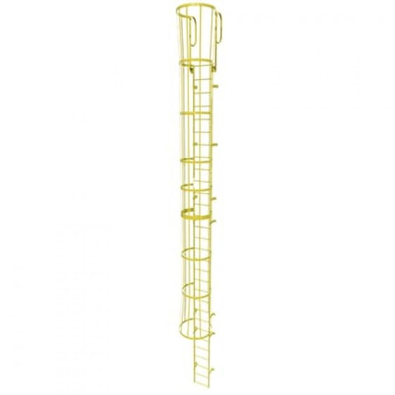 Tri-Arc Yellow Steel Fixed Access Ladders with Cages